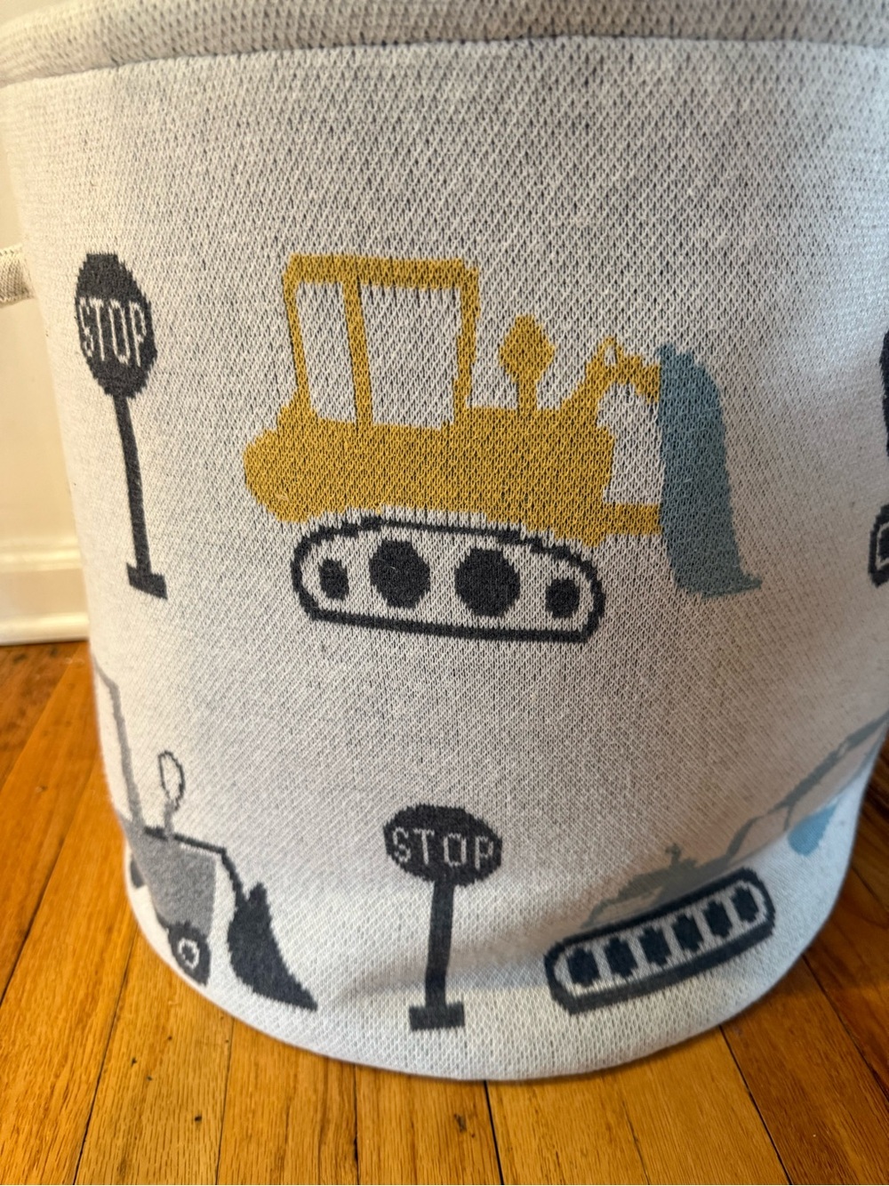 Kids Construction Pattern Storage Bin - Yellow & Blue
